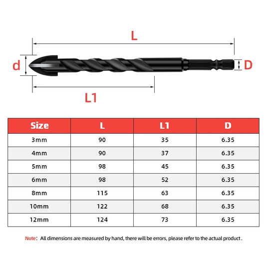 Cross Hex Drill Bit Set For Concrete Porcelain Tile Glass Metal Multifunction Drill Bits Kit Power Tools Drilling Drills