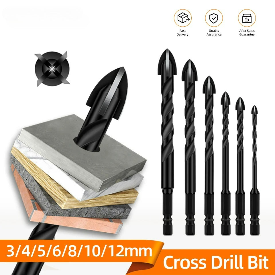Cross Hex Drill Bit Set For Concrete Porcelain Tile Glass Metal Multifunction Drill Bits Kit Power Tools Drilling Drills
