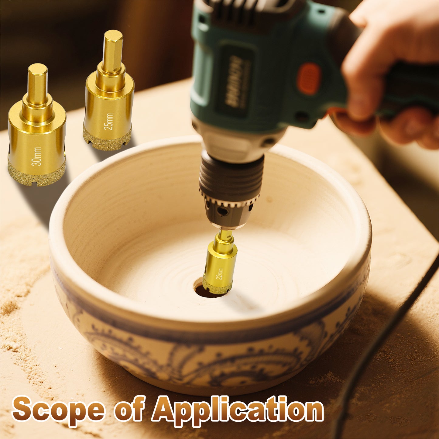 Diamond Hole Saw Bits,Dry/Wet Brazing Tile Drill Hole Saw Kit,15pcs (6-50mm) Diamond Core Drill Bit Set for Ceramic, Glass, Tile, Gypsum, Marble, Granite