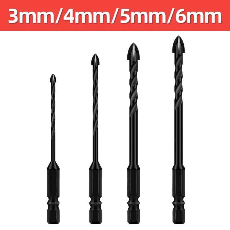 Cross Hex Drill Bit Set For Concrete Porcelain Tile Glass Metal Multifunction Drill Bits Kit Power Tools Drilling Drills